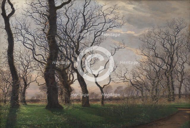 Edge of an oak forest on a Spring morning, 1863. Creator: Janus Andreas Bartholin la Cour.