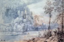 Edge of River with Raft 17th century. Artist: Paulus van Vianen II