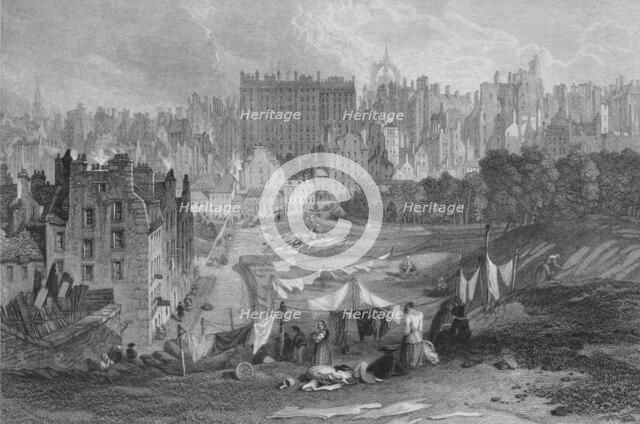 'Edinburgh Old Town from Princes Street', 1841. Artist: Thomas Dobbie.