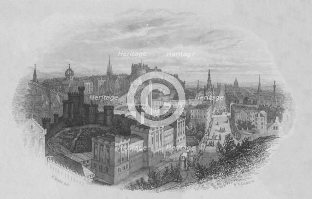 'Edinburgh (From the Calton Hill)', early-mid 19th century.  Creator: William Home Lizars.