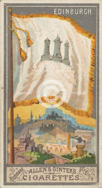 Edinburgh, from the City Flags series (N6) for Allen & Ginter Cigarettes Brands, 1887. Creator: Allen & Ginter.