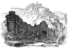 Edinburgh: the Castle, from the Greyfriars Cemetery, 1864. Creator: Unknown