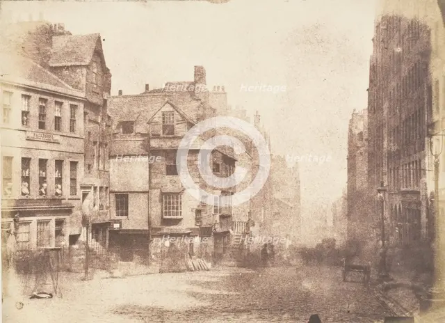 Edinburgh. The High Street with John Knox's House, 1843-47. Creators: David Octavius Hill, Robert Adamson, Hill & Adamson.