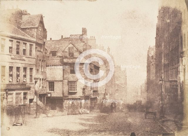 Edinburgh. The High Street with John Knox's House, 1843-47. Creators: David Octavius Hill, Robert Adamson, Hill & Adamson.