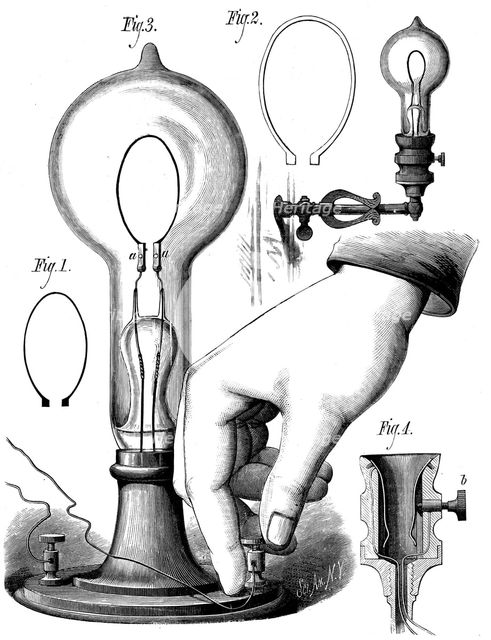 Edison's carbon filament lamp, 1880. Creator: Unknown.