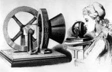 Edison's voice amplifying machine, c1878. Creator: Unknown