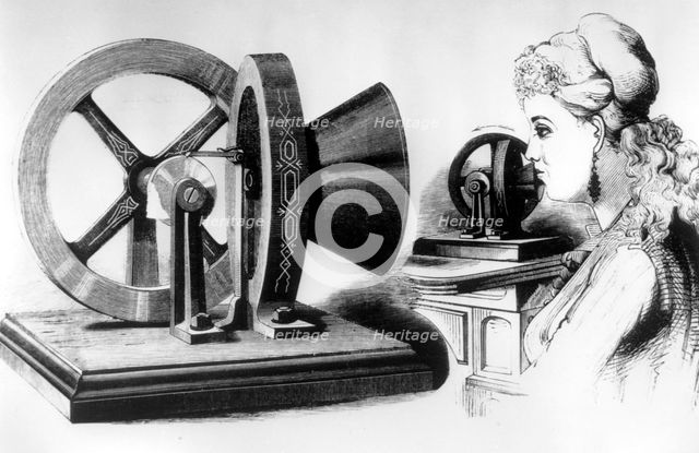 Edison's voice amplifying machine, c1878. Creator: Unknown.