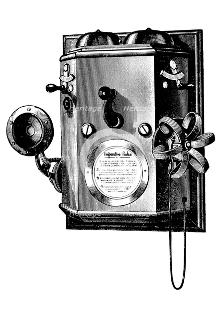 Edison telephone in a wall-mounted box, New York, 1890. Artist: Unknown