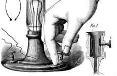 Edison's carbon filament lamp, 1880. Artist: Unknown