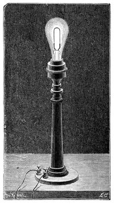 Edison's incandescent light globe in a table lamp fitting, 1891