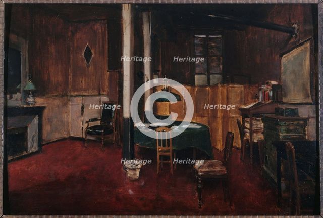 Editorial hall at Journal des Debats, 1889. Creator: Jean Beraud.