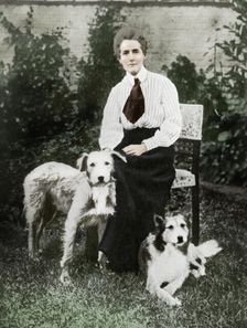 Edith Cavell with her pet dogs, c1915