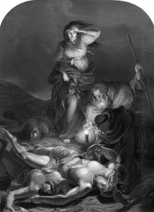 Edith finding the Body of Harold (1834).Artist: E Whitfield