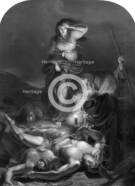 'Edith finding the Body of Harold', (1834).Artist: E Whitfield
