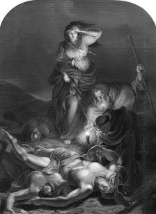 Edith finding the Body of Harold (1834).Artist: E Whitfield