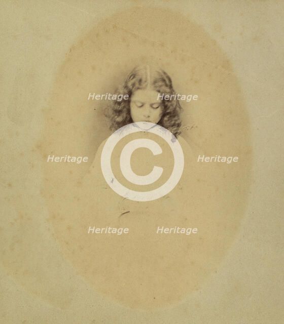 Edith Liddell Seated Beside a Vase of Foxgloves, 1860. Creator: Lewis Carroll.