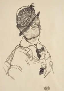Edith with hat and face veil, 1915. Creator: Schiele, Egon (1890-1918)