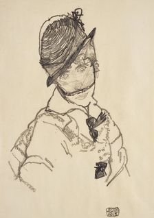 Edith with hat and face veil, 1915. Creator: Schiele, Egon (1890-1918)