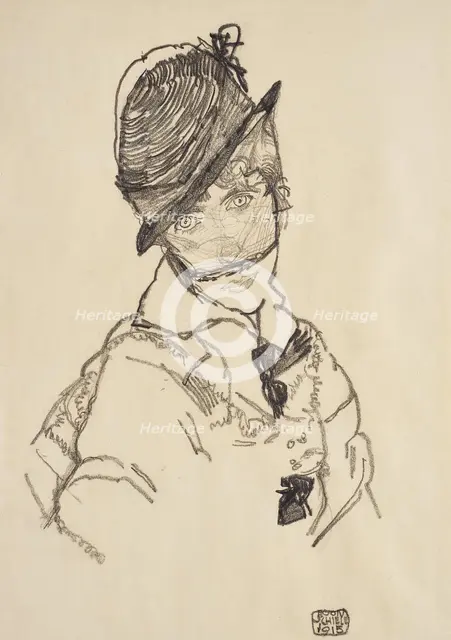 Edith with hat and face veil, 1915. Creator: Schiele, Egon (1890-1918).