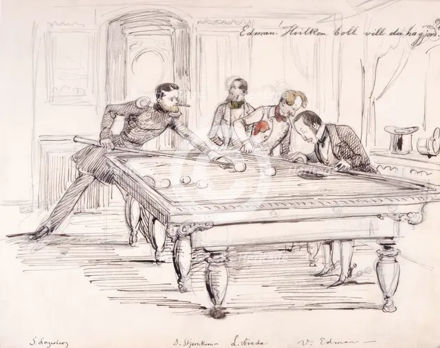 "Edman! Which ball do you want scored". Pool scene. (c1850s) Creator: Fritz von Dardel.