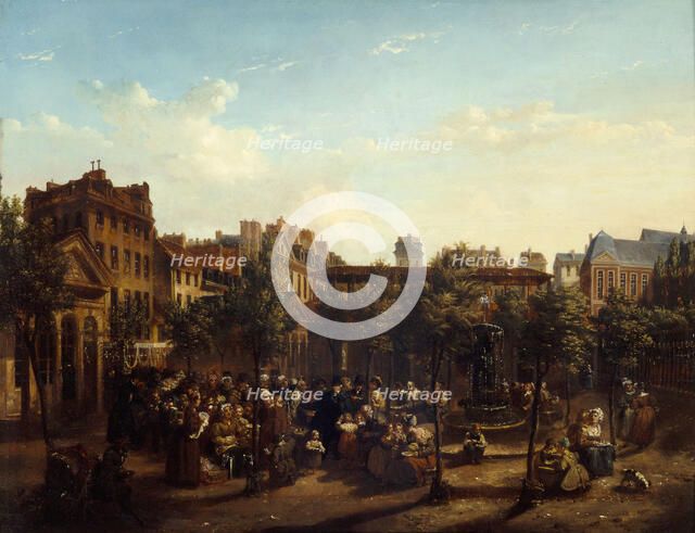 Edme Champion (1764-1852), dit "l'homme au petit manteau bleu", distribuant de la soupe..., c1834. Creator: Jean Baptiste Lecoeur.