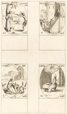 Edmund, King of England, Martyr; Presentation of the Virgin; St. Columba; St. Cecil. Creator: Jacques Callot