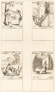 Edmund, King of England, Martyr; Presentation of the Virgin; St. Columba; St. Cecil. Creator: Jacques Callot