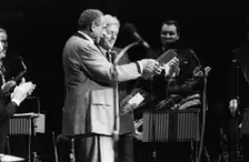 Edmundo Ross and Orchestra, Michael Aspel, 1994. Creator: Brian Foskett