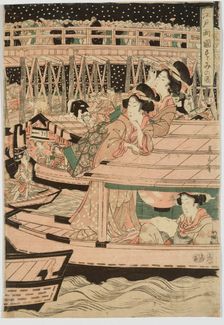 Edo Ryogoku suzumi no zu (Evening at the Ryogoku Bridge in Edo), 1811. Creator: Kikukawa Eizan