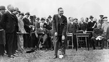 Edsel Ford turning the first sod at the site of Ford's plant at Dagenham, Essex, late 1920s
