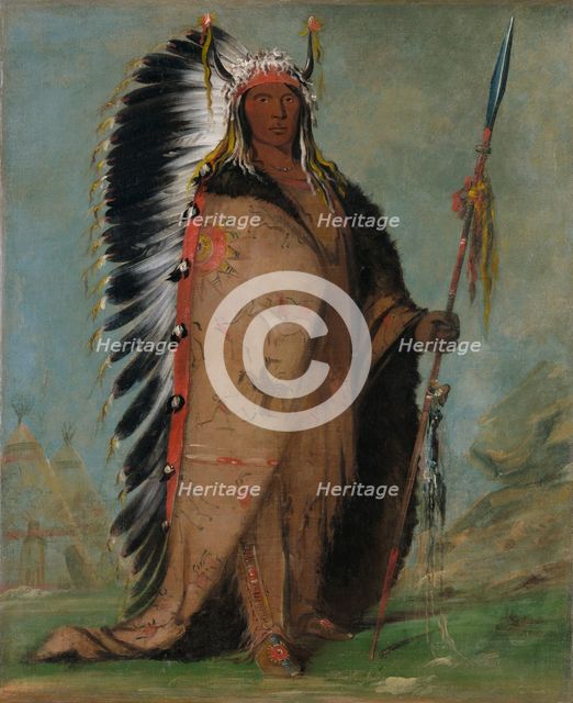 Ee-áh-sá-pa, Black Rock, a Two Kettle Chief, 1832. Creator: George Catlin.