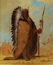 Ee-áh-sá-pa, Black Rock, a Two Kettle Chief of the Sioux tribe, 1845. Creator: Catlin, George (1796-1872)