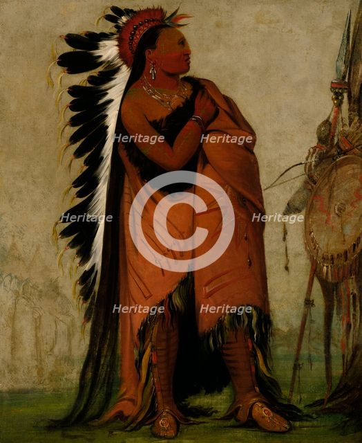 Eé-hee-a-duck-cée-a, He Who Ties His Hair Before, 1832. Creator: George Catlin.