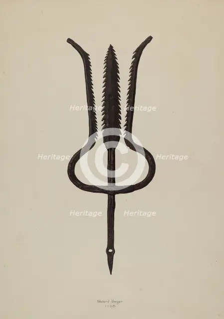 Eel Spear, 1938. Creator: Edward Unger.