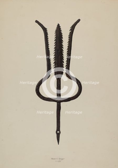 Eel Spear, 1938. Creator: Edward Unger.