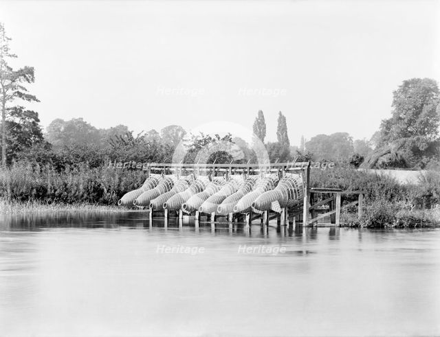 Eel traps on the River Thames, Bray, Berkshire, 1885. Artist: Henry Taunt.