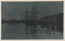 Effect of Moon at Dieppe, c. 1885. Creator: Henri Charles Guérard (French, 1846-1897)