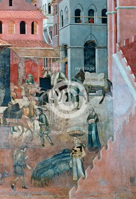 'Effects of Good Government on the City Life', (detail), 1338-1340. Artist: Ambrogio Lorenzetti