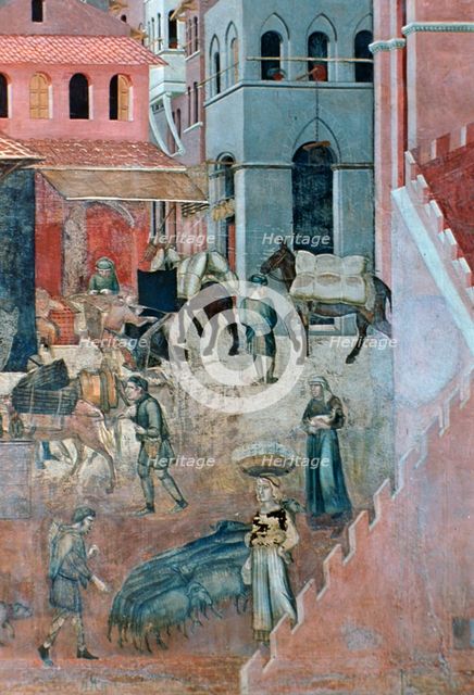 'Effects of Good Government on the City Life', (detail), 1338-1340. Artist: Ambrogio Lorenzetti