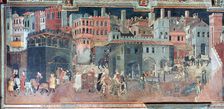 Effects of Good Government on the City Life (detail), c1330. Artist: Ambrogio Lorenzetti
