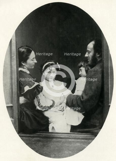 Effie Gray, John Everett Millais, and their daughters Effie and Mary, 21 July 1865, (1948). Creator: Lewis Carroll.