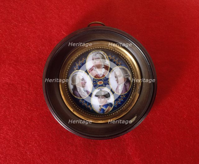 Effigy medallion of Le Peletier, Marat, Chalier and Bara, 1793. Creator: Unknown.