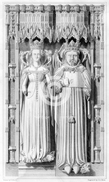 Effigy of Henry IV and his Queen Joan of Navarre in Canterbury Cathedral, 1826. Artist: John Le Keux