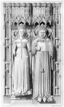 Effigy of Henry IV and his Queen Joan of Navarre in Canterbury Cathedral, 1826. Artist: John Le Keux
