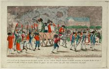 Effigy Burning of Klinglin, Heymann and Bouille on Juny 25, 1791 in Strasbourg, 1791. Creator: Anonymous