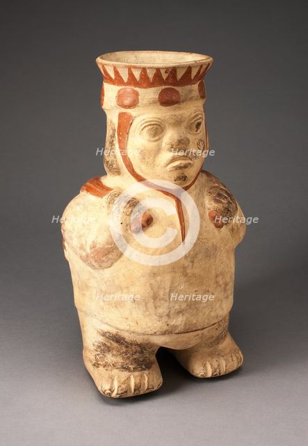 Effigy Jar Depicting a Dwarf Carrying a Puma, 100 B.C./A.D. 500. Creator: Unknown.