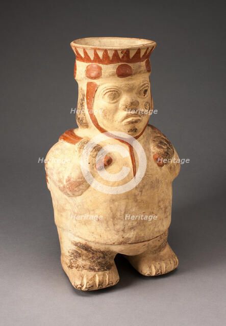 Effigy Jar Depicting a Dwarf Carrying a Puma, 100 B.C./A.D. 500. Creator: Unknown.