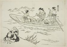 Eguchi and Love's Fishing Boat (Koi no tsuribune Eguchi), no. 4 from a series of 12..., c. 1716/35. Creator: Okumura Masanobu