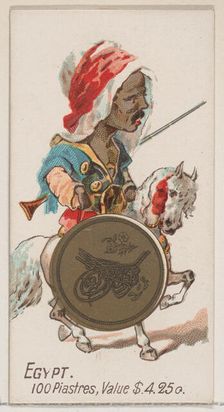 Egypt, 100 Piastres, from the series Coins of All Nations (N72, variation 1) for Duke bran..., 1889. Creator: Unknown