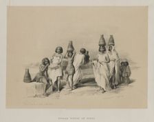 Egypt and Nubia, Volume I: Nubian Women at Kortie, on the Nile, 1847. Creator: Louis Haghe (British, 1806-1885); F.G.Moon, 20 Threadneedle Street, London